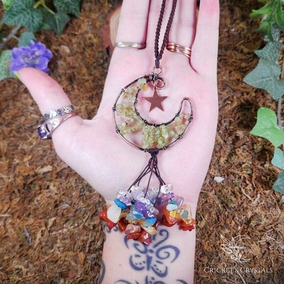 Handmade Peridot Crystal Moon Décor #10 - Picture 2 of 3